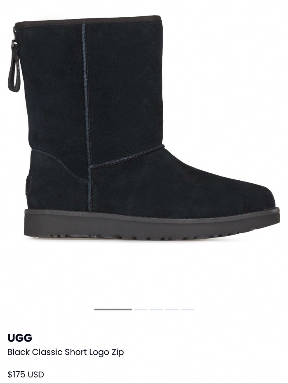UGG Black Classic Short Logo Zip